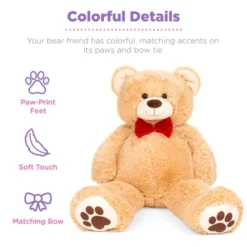 Best Choice Products 38in Giant Soft Plush Teddy Bear Stuffed Animal Toy W/ Bow Tie, Footprints -Cheap Toy Store GUEST 064bc590 f67d 4ce0 a208 d9cf3365565a