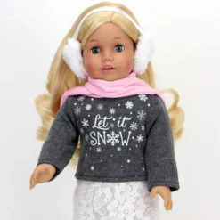 Sophia's - 18" Doll - "Let It Snow" Sweater, Lace Skirt, Leggings, Earmuffs, Pocket Scarf & Ewe Boots - Grey/White/Pink -Cheap Toy Store GUEST 0e2a2024 51d0 43c3 bcc1 f9b749f91402