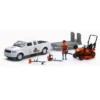 New Ray 1/18 Pickup Truck And Trailer W/ Kubota Mower, Figure & Accessories SS-33263A