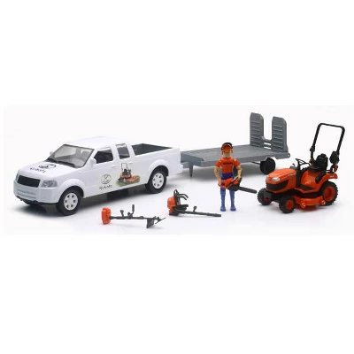 New Ray 1/18 Pickup Truck And Trailer W/ Kubota Mower, Figure & Accessories SS-33263A 3 New Ray 1/18 Pickup Truck And Trailer W/ Kubota Mower, Figure & Accessories SS-33263A
