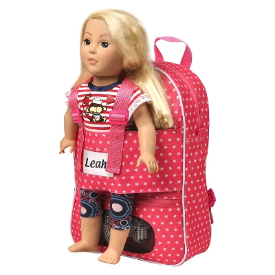 Badger Basket Doll Travel Backpack With Plush Friend Compartment - Star Pattern 5 Badger Basket Doll Travel Backpack With Plush Friend Compartment - Star Pattern - Image 3