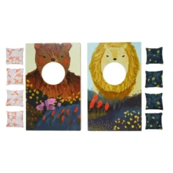 Manhattan Toy Wild Ones Indoor Outdoor Wooden Cornhole Bean Bag Toss Game Set, 10 Piece