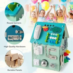 Costway Wooden Busy House Montessori Toy With Sensory Games & Interior Storage Space Blue/Pink -Cheap Toy Store GUEST 2ee1a858 58af 449c ab11 9eb04ae19a5b