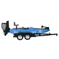 Big Country Toys 1/20 Professional Bass Boat With Angler, Fish, Fishing Pole, And Boat Trailer 498