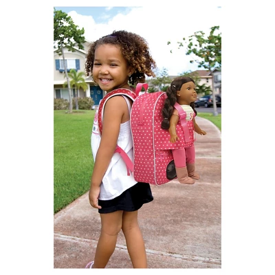 Badger Basket Doll Travel Backpack With Plush Friend Compartment - Star Pattern 3 Badger Basket Doll Travel Backpack With Plush Friend Compartment - Star Pattern
