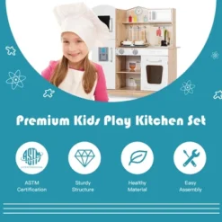 Costway Wooden Kids Pretend Kitchen Playset Cooking Play Toy W/ Utensils & Sound -Cheap Toy Store GUEST 45ab60f5 05fb 4eb4 8446 06fabcf1adff