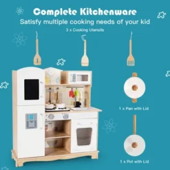 Costway Wooden Kids Pretend Kitchen Playset Cooking Play Toy W/ Utensils & Sound -Cheap Toy Store GUEST 4bac9096 7ffa 44cc 9cea c38b8ca0ebab