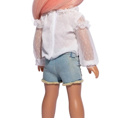 I'M A GIRLY White Blouse With Lace Details Outfit For 18" Fashion Doll 5 I'M A GIRLY White Blouse With Lace Details Outfit For 18" Fashion Doll - Image 3