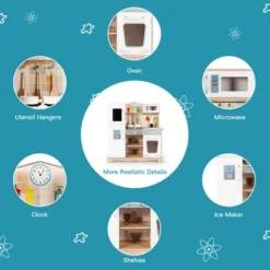 Costway Wooden Kids Pretend Kitchen Playset Cooking Play Toy W/ Utensils & Sound -Cheap Toy Store GUEST 64b9d2a5 c348 40cf ab4a ec01df530cb0