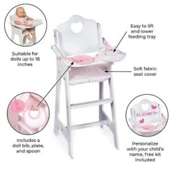 Badger Basket Doll High Chair With Accessories And Free Personalization Kit - White/Pink/Gingham -Cheap Toy Store GUEST 65bfe1de f58c 4c10 b334 e9056b446856