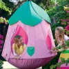 HearthSong Cozy Posy HugglePod HangOut Set With Nylon Hanging Tent, LED Flower Lights And Crescent Stand