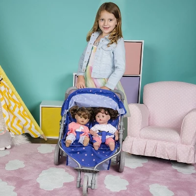 Adora Baby Doll Stroller, Starry Night Stroller Twin Jogger Stroller, Fits Dolls Up To 16 Inches 4 Adora Baby Doll Stroller, Starry Night Stroller Twin Jogger Stroller, Fits Dolls Up To 16 Inches - Image 2