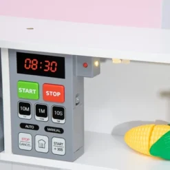 Qaba Wooden Play Kitchen With Realistic Lights And Sounds, Height-Adjustable Kids Kitchen Playset With Microwave, Range Hood, White -Cheap Toy Store GUEST 6bf67a1f 3fb1 4b1b 8ae6 c544bac49355