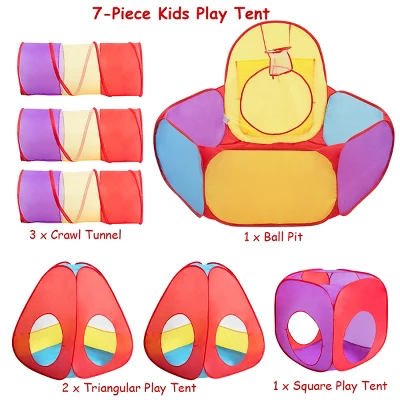 Costway 7pc Kids Ball Pit Play Tents & Tunnels Pop Up Baby Toy Gifts 8 Costway 7pc Kids Ball Pit Play Tents & Tunnels Pop Up Baby Toy Gifts - Image 6