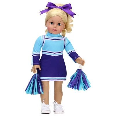 Sophia's - 18" Doll - Cheerleader Dress, Pom-pom & Hair Bow Set - Aqua/Purple 3 Sophia's - 18" Doll - Cheerleader Dress, Pom-pom & Hair Bow Set - Aqua/Purple