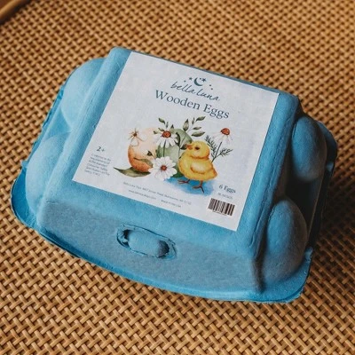 Bella Luna Wooden Easter Eggs In Carton (Made In The USA) 4 Bella Luna Wooden Easter Eggs In Carton (Made In The USA) - Image 2