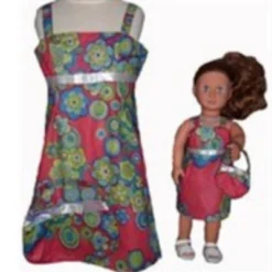 Doll Clothes Superstore Size 10 Matching Girl And Doll Red Flower Sundress With Purse