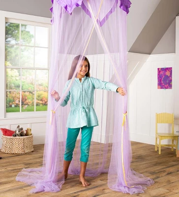 HearthSong 7-Foot Purple Flower Petals Hanging Canopy And Play Space For Twin Bed Or Playroom 4 HearthSong 7-Foot Purple Flower Petals Hanging Canopy And Play Space For Twin Bed Or Playroom - Image 2