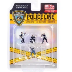 "Police Line" 6 Piece Diecast Set (4 Figurines And 2 Accessories) Limited Ed To 4800 Pcs 1/64 Scale Models By American Diorama