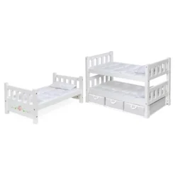 Badger Basket 1-2-3 Convertible Doll Bunk Bed With Bedding And Baskets - White Rose -Cheap Toy Store GUEST 9243b43d ff46 4e9a 892f 256c2d943f34