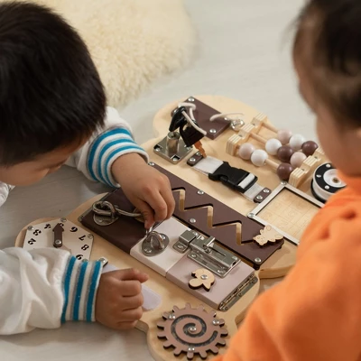 ShpilMaster Wooden Sensory Bear Shaped Learning Toddler Busy Board For Playroom, Nursery, Preschool, And Doctors' Office 5 ShpilMaster Wooden Sensory Bear Shaped Learning Toddler Busy Board For Playroom, Nursery, Preschool, And Doctors' Office - Image 3