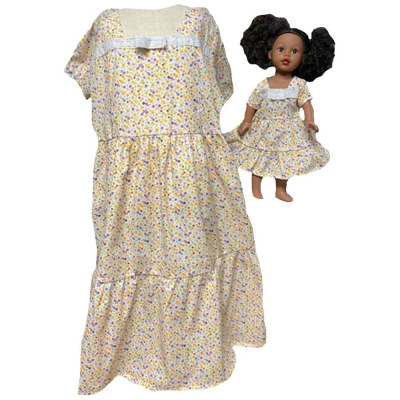 Doll Clothes Superstore Yellow Purple Flower Size 14 Matching Girl And Doll Dresses 3 Doll Clothes Superstore Yellow Purple Flower Size 14 Matching Girl And Doll Dresses