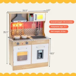 Costway Wooden Kitchen Playset Multi-Functional Pretend Cooking Set W/ Lights & Sounds -Cheap Toy Store GUEST aa944461 1041 4e7a 962e 74284a136cd1