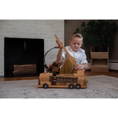 Remley Kids Wooden Toy Firetruck With Ladders 4 Remley Kids Wooden Toy Firetruck With Ladders - Image 2