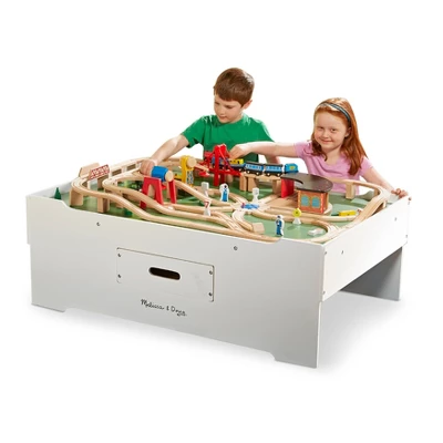 Melissa & Doug Deluxe Wooden Multi-Activity Play Table - For Trains, Puzzles, Games, More 3 Melissa & Doug Deluxe Wooden Multi-Activity Play Table - For Trains, Puzzles, Games, More