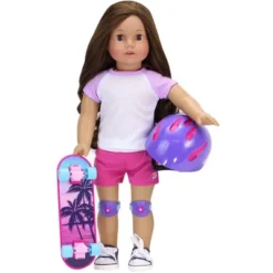 Sophia’s Skateboard, Helmet And Knee Pads Set For 18" Dolls, Multicolor