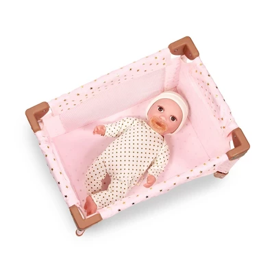 LullaBaby Doll Playpen Pink Foldable Accessory - Gold Star Print 4 LullaBaby Doll Playpen Pink Foldable Accessory - Gold Star Print - Image 2