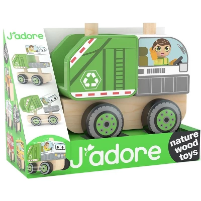 J’adore Garbage Truck Wooden Stacking Toy 4 J’adore Garbage Truck Wooden Stacking Toy - Image 2