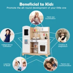 Costway Wooden Kids Pretend Kitchen Playset Cooking Play Toy W/ Utensils & Sound -Cheap Toy Store GUEST d8f793f5 48a3 4e61 a42a 1e1bce589d39