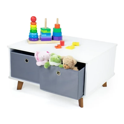 Morgan Mid-Century Kids' Activity Table With Fabric Storage Bins White/Gray - Humble Crew 5 Morgan Mid-Century Kids' Activity Table With Fabric Storage Bins White/Gray - Humble Crew - Image 3