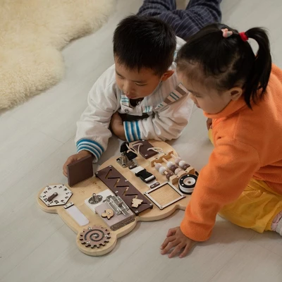 ShpilMaster Wooden Sensory Bear Shaped Learning Toddler Busy Board For Playroom, Nursery, Preschool, And Doctors' Office 4 ShpilMaster Wooden Sensory Bear Shaped Learning Toddler Busy Board For Playroom, Nursery, Preschool, And Doctors' Office - Image 2