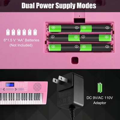 Costway 61-Key Electric Piano Portable Digital Keyboard W/Lighted Key Music Stand Pink 10 Costway 61-Key Electric Piano Portable Digital Keyboard W/Lighted Key Music Stand Pink - Image 8