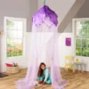 HearthSong 7-Foot Purple Flower Petals Hanging Canopy And Play Space For Twin Bed Or Playroom