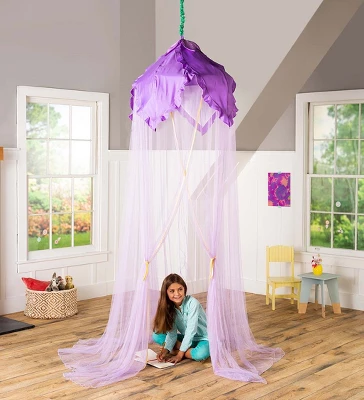 HearthSong 7-Foot Purple Flower Petals Hanging Canopy And Play Space For Twin Bed Or Playroom 3 HearthSong 7-Foot Purple Flower Petals Hanging Canopy And Play Space For Twin Bed Or Playroom